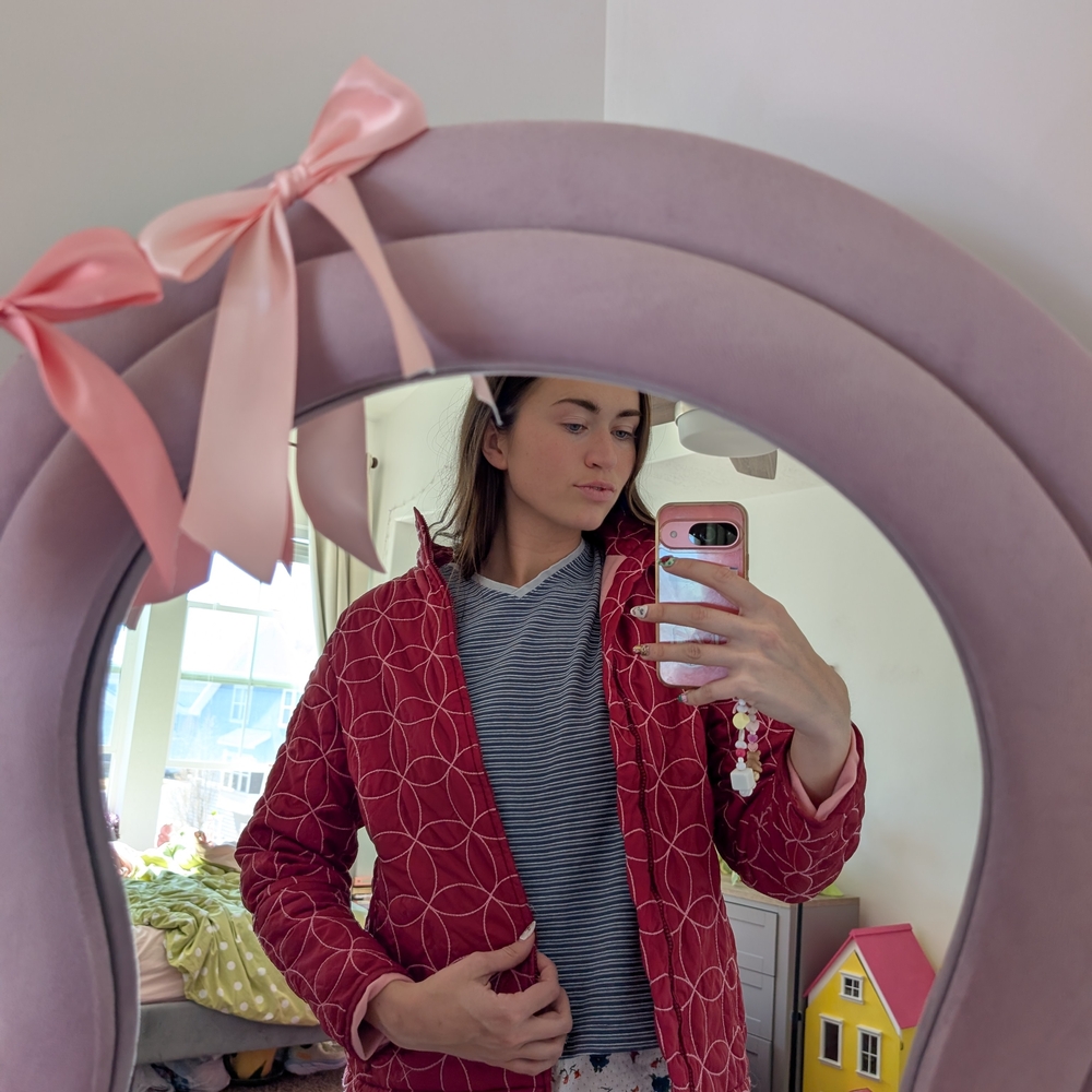 Athleta Quilted Pink Jacket with Geometric Stitching Size Medium